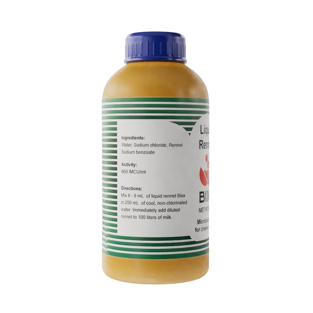 Bixa Liquid Microbial Rennet For Cheese Making | Vegetarian | Milk Coagulant | Non GMO | CUAJO BIXA LIQUIDO | CUAJO PARA QUESO |